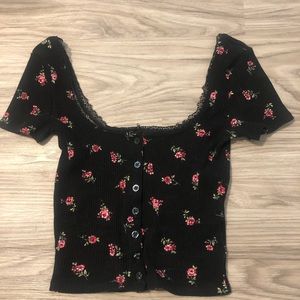 Black rose crop top